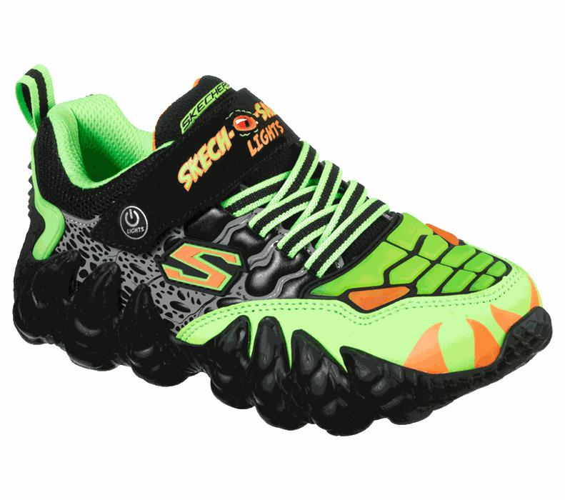 Skechers S Lights: Skech-O-Saurus Lights - Boys Sneakers Black/Light Green [AU-EC0614]